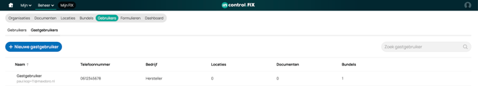 Gastgebruikersoverzicht