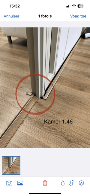 Voeg alle bewerkte foto's/afbeeldingen toe aan je formulier Een foto nemen in de iOS Incontrol Inspect app