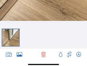 De verschillende opties voor de toegevoegde foto's/afbeeldingen in de iOS Incontrol Inspect app