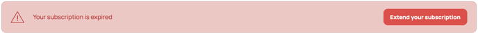 The 'Organisation' > 'Subscription' page shows that your subscription has expired