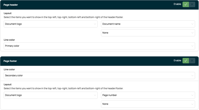 Customize headers and footers from the default page(s)