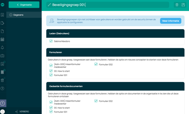 Lijstweergave, Beveiligingsgroep 001