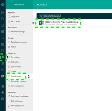 Stappen naar connector navigeren