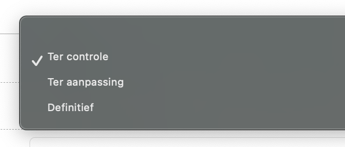 rapportstatus dropdown